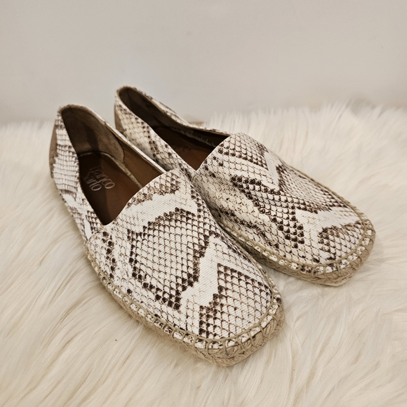 Franco Sarto Snakeskin Espadrilles - Cream and Brown Sz 8W - Picture 1 of 5